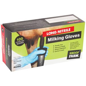 Milking Gloves Long Nitrile Med/100