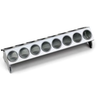 Galvanised Feed Trough with Holes Chicks - 24 Hole