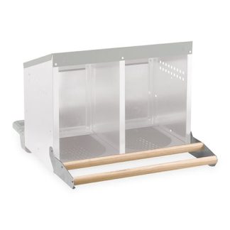Nesting Box Metal & Plastic Inside - Wooden Perch - Double Hole