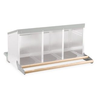 Nesting Box Metal & Plastic Inside - Wooden Perch - Triple Hole