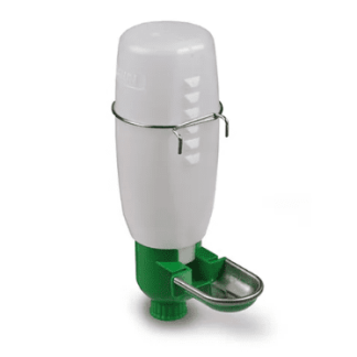 Plastic Bottle Cage Drinker with Metal Basin (Small Animal) - 2L