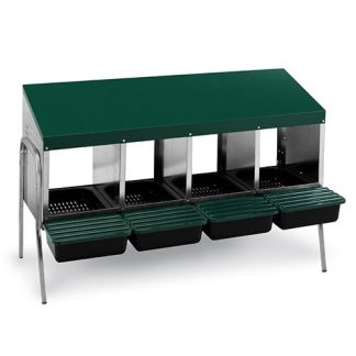 Nesting Box Metal Rollaway Battery - 4 Hole - Single Row, Single Sided with Legs