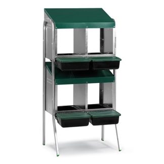 Nesting Box Metal Rollaway Battery - 4 Hole - Double Row, Single Sided with Legs