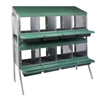 Nesting Box Metal Rollaway Battery - 8 Hole - Double Row, Single Sided with Legs